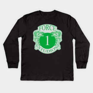 Force 1 Studios Kelly Green & Grey Line Kids Long Sleeve T-Shirt